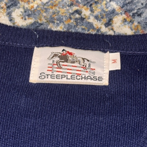 Vintage Steeplechase Navy V-Neck Long Sleeve Blank Logo Sweater MED - Picture 8 of 14